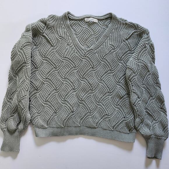 Moon & Madison Chunky Cropped Pullover Sage Green Size Medium - Picture 2 of 10
